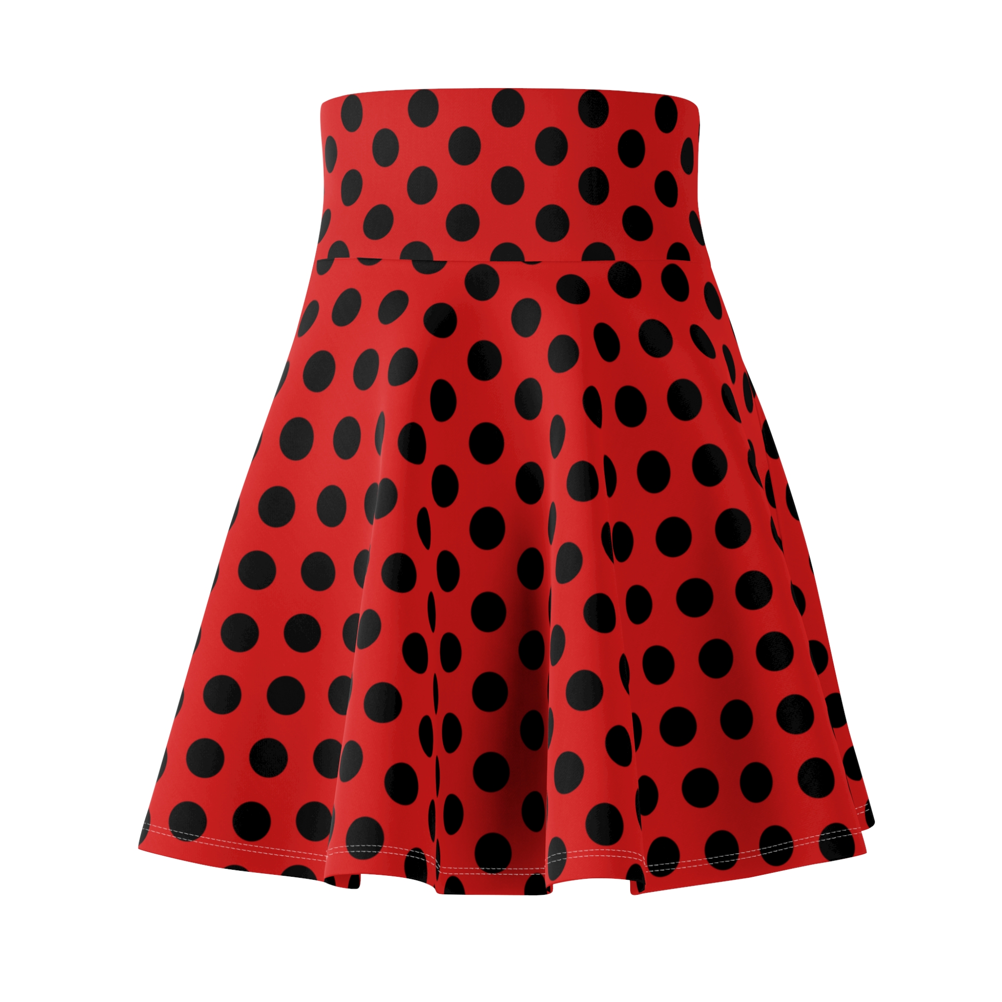 Red Polka Dot Skater Skirt — Retro High-Waist Circle Skirt - Image 2