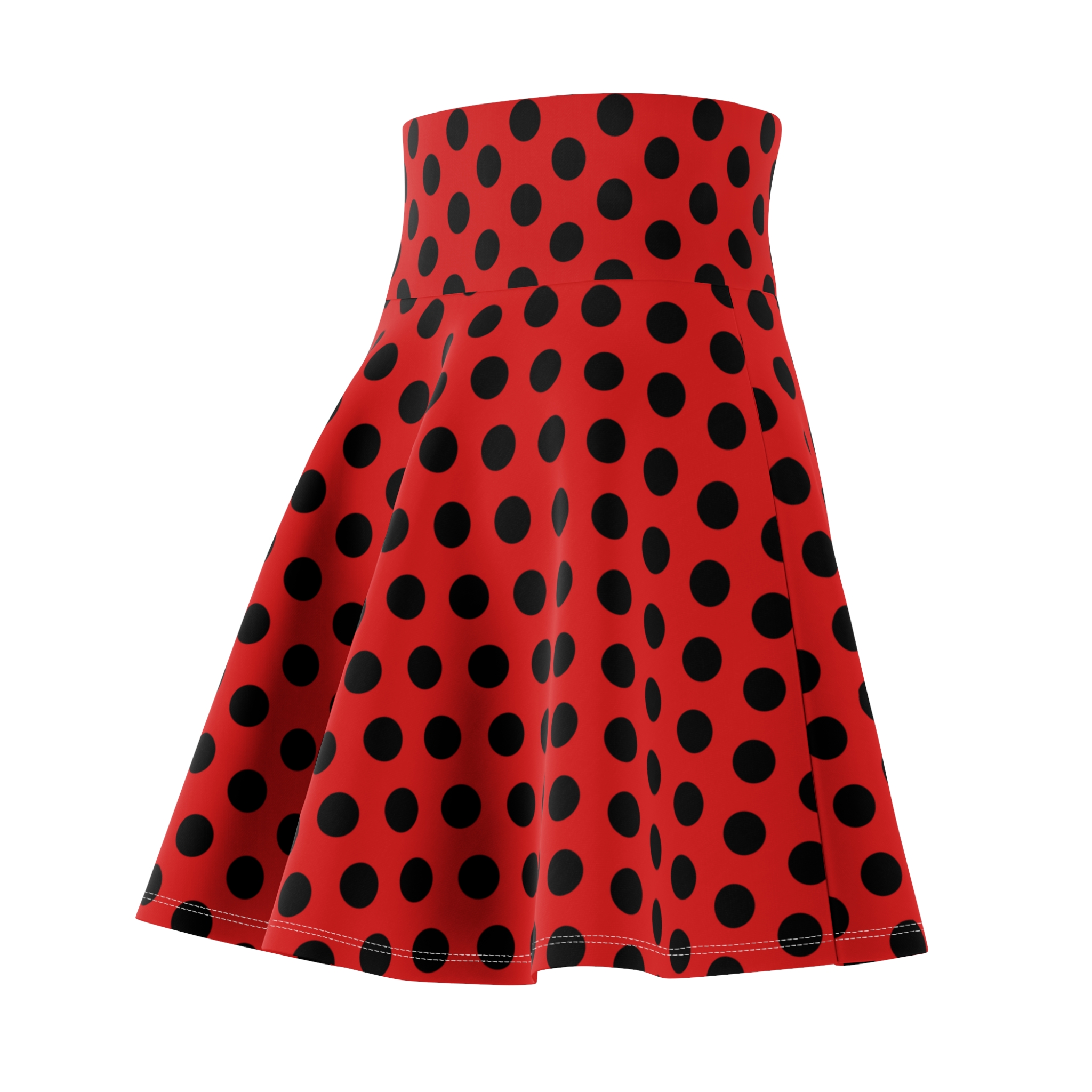 Red Polka Dot Skater Skirt — Retro High-Waist Circle Skirt - Image 4