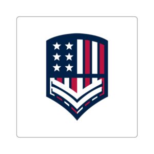 American Shield Square Sticker — Patriotic Stars & Stripes Decal