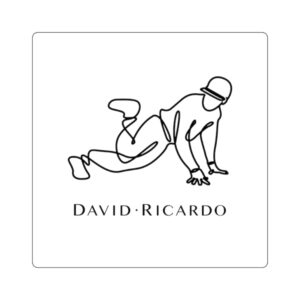 Square Sticker — Minimal Line Art B-Boy Breakdancer with "DAVID RICARDO" Logo