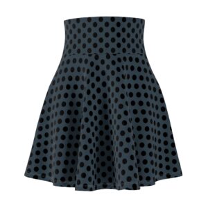Black Polka Dot Skater Skirt — Flared High-Waist Mini for Casual & Party Wear