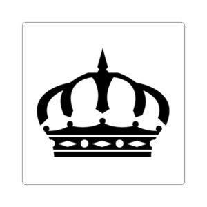 Crown Square Sticker — Black Royal Crown Decal for Laptops, Journals & Gifts