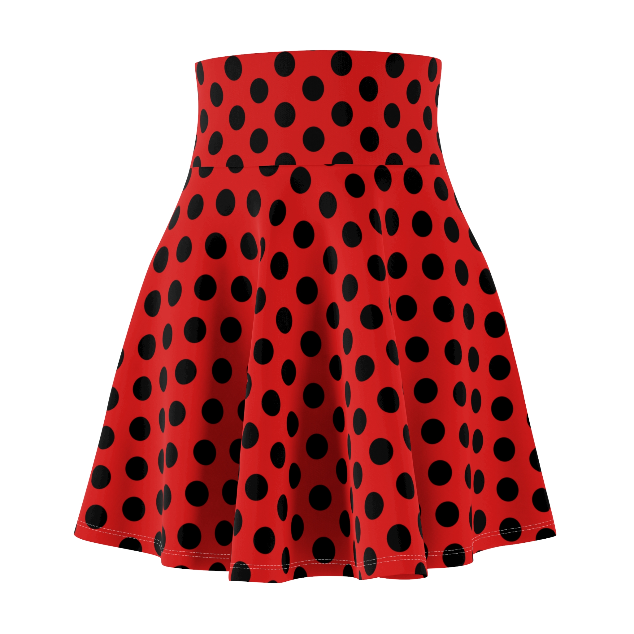 Red Polka Dot Skater Skirt — Retro High-Waist Circle Skirt