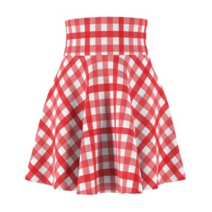Red Gingham Skater Skirt — Vintage Picnic Plaid AOP