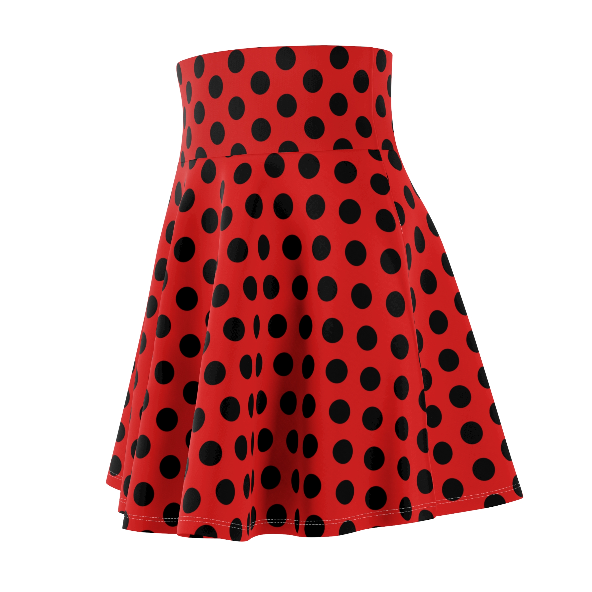 Red Polka Dot Skater Skirt — Retro High-Waist Circle Skirt - Image 3